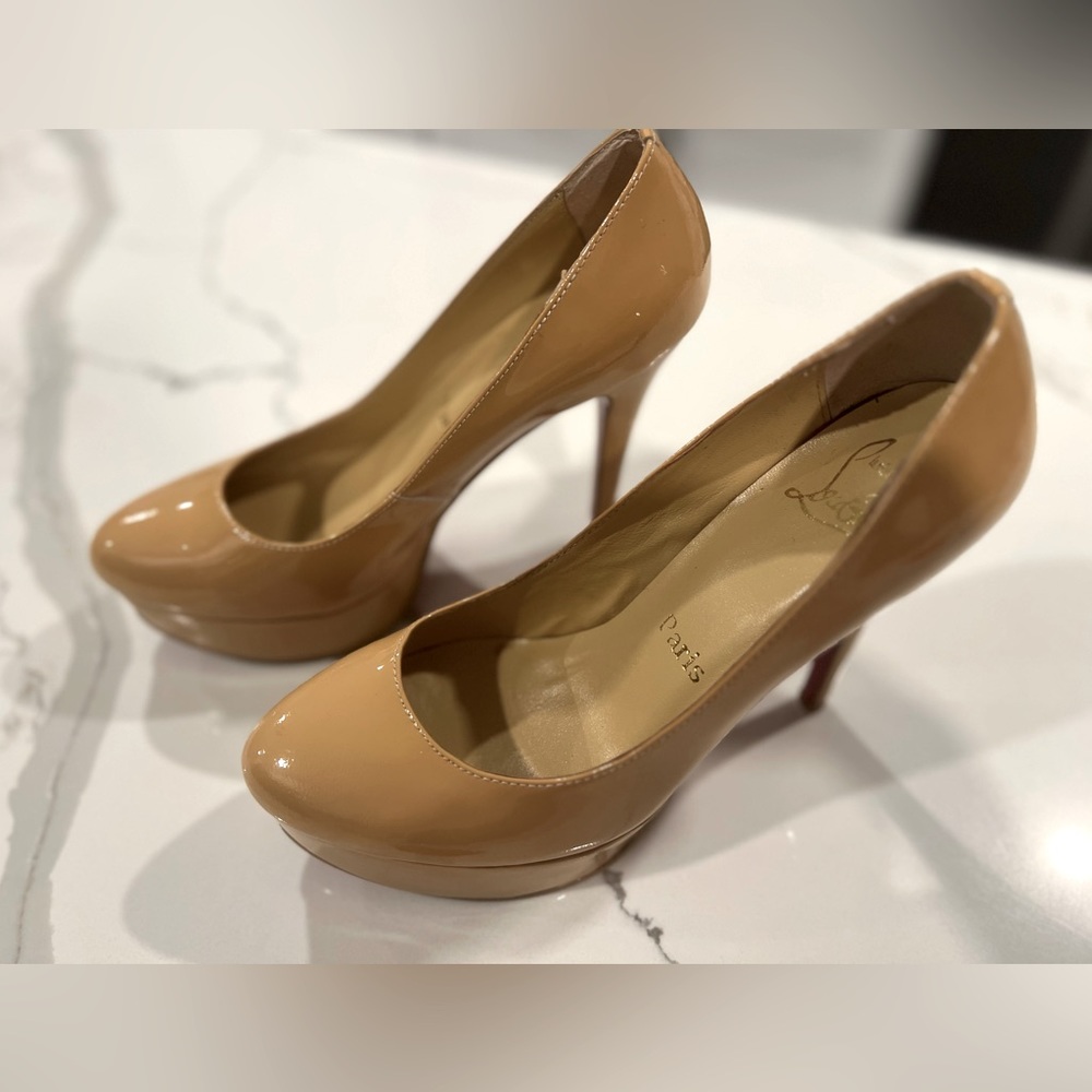 CHRISTIAN LOUBOUTIN BIANCA 120 NUDE PLATFORM STILETTO HEEL PUMPS - Picture 4 of 11